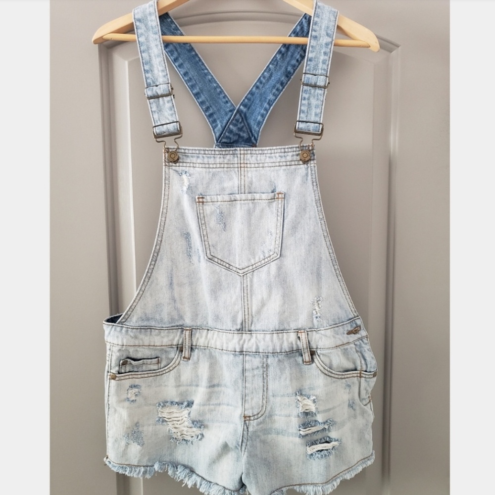 Pistola | Distressed Short Overalls